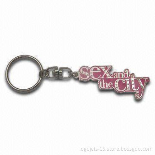 Zinc Alloy Keychain with Soft Enamel Filled and Stones, Customized Designs are Accepted